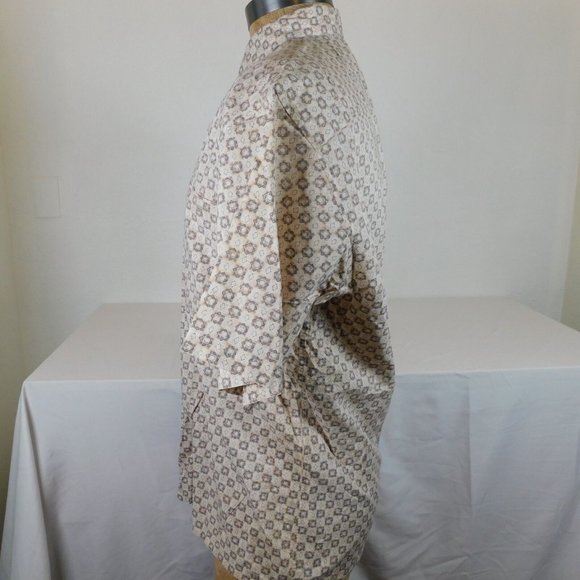 Burma Bibas Shirt Men Size L Beige Short Sleeve Point Collar Casual Button Up - Picture 4 of 10